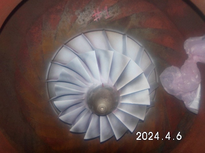 離心式增壓機1-5段葉輪PT及間隙量測檢查