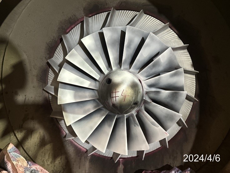 離心式空壓機1-4段葉輪PT及間隙量測檢查